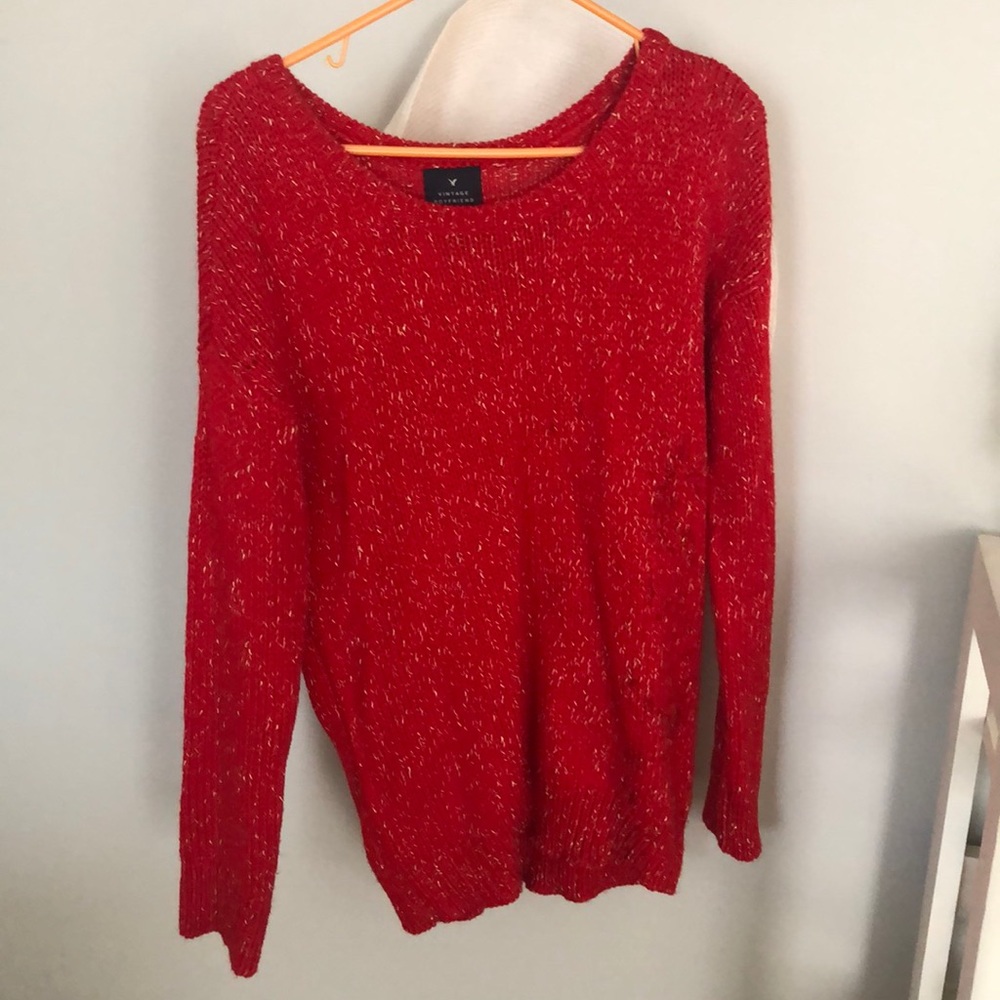 American Eagle Red and gold sweater - medium